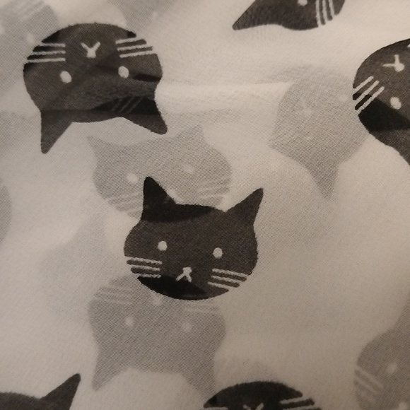 Black and White Cat Print Infinity Scarf - Picture 2 of 3